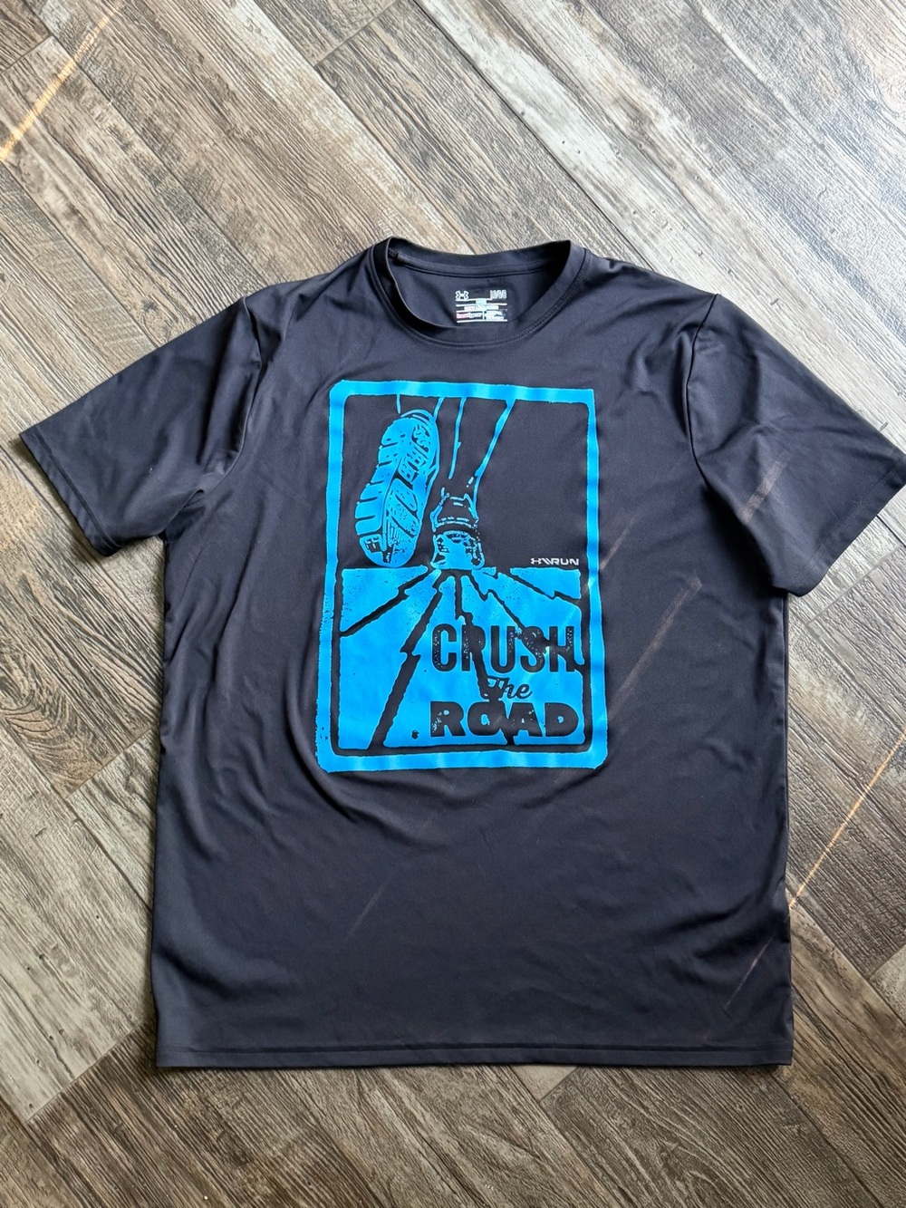 LG Black Short Sleeve Tee with Blue 'Crush The Road' Graphic